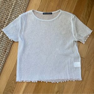 Brandy Melville sheer silver baby tee
